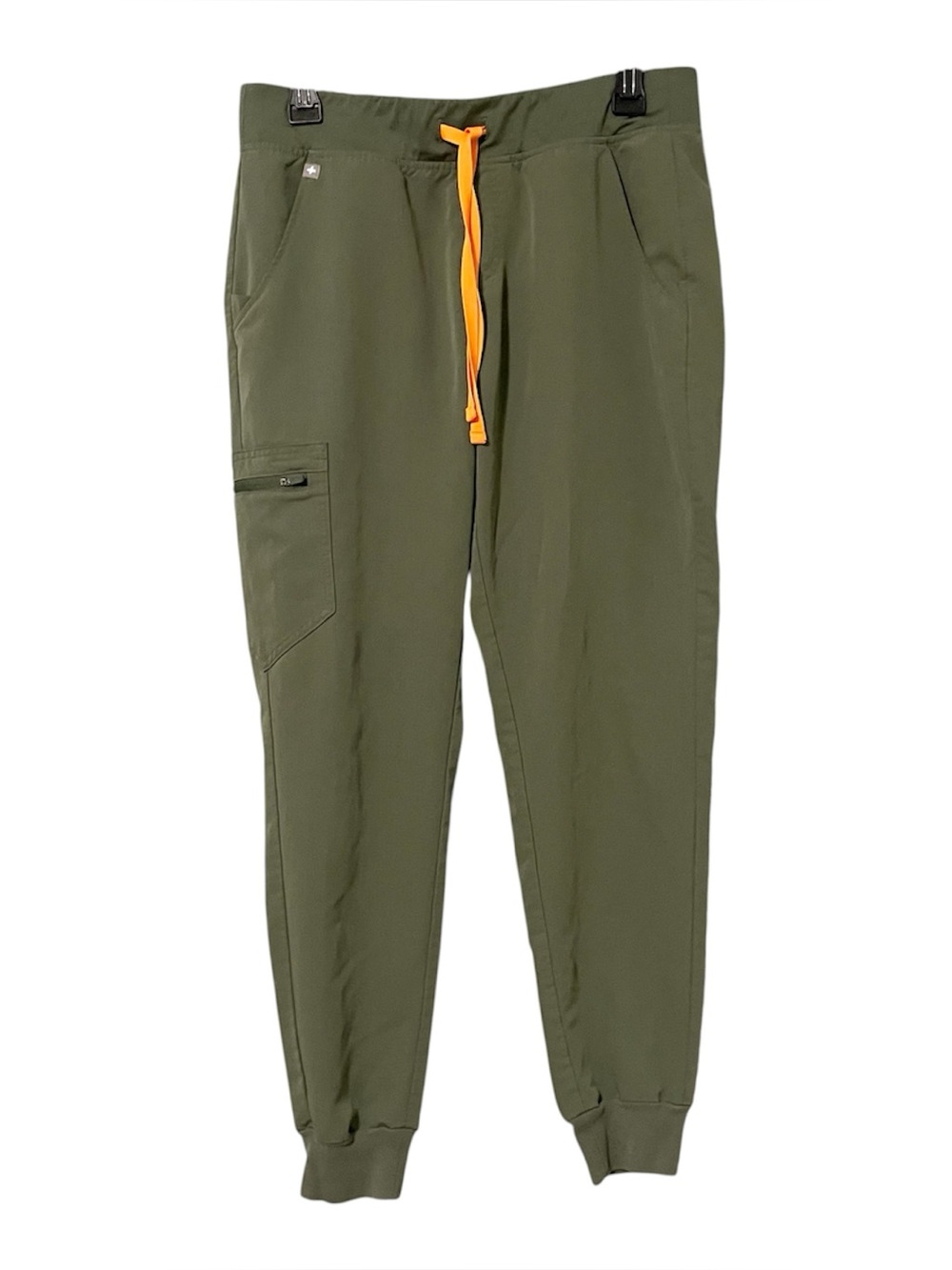 FIGS Zamora Jogger Scrubs Medical Olive Green Orange Womens Medium